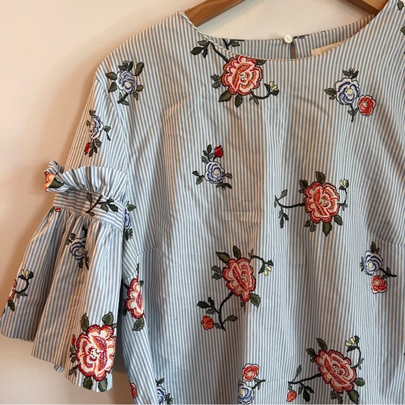 H&M Floral Blue Blouse Size 12 - Picture 2 of 3